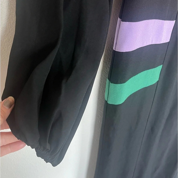 NWOT STAUD Pacha Bell Sleeve Color Blocking Maxi Dress Black Lilac Multicolor 2 - Picture 10 of 16